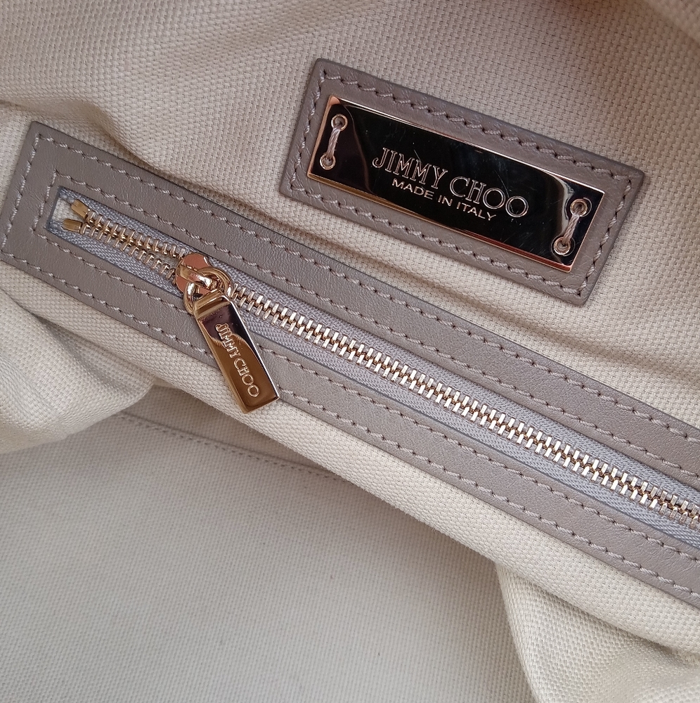💖 RARE Jimmy Choo Justine Bag Taupe Leather Yellow Python - Picture 10 of 17